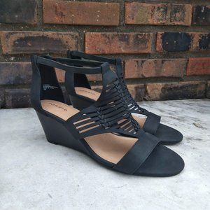Torrid Black Wide Width Strappy Wedge Heel Sandals